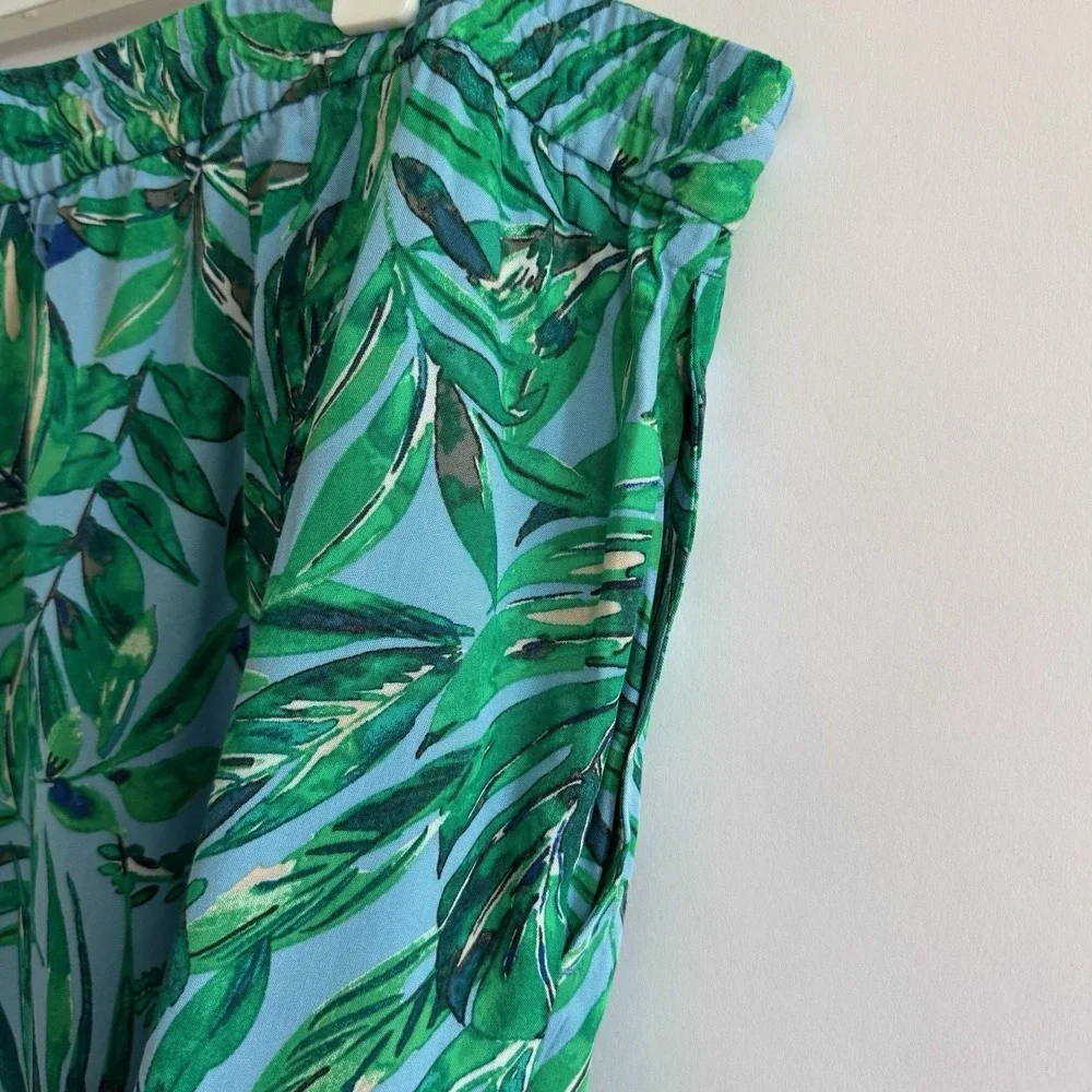J. Jill Tropical Palm‎ Shorts Blue Green 2X Vacation Summer Beach Cruise Resort